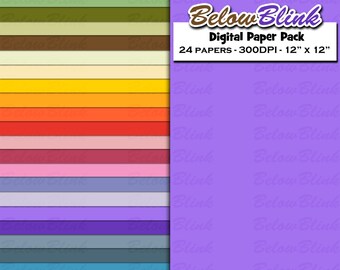 Solid Digital Paper Pack, Scrapbooking Papers, 24 jpg files 12 x 12 - Instant Download - DP340