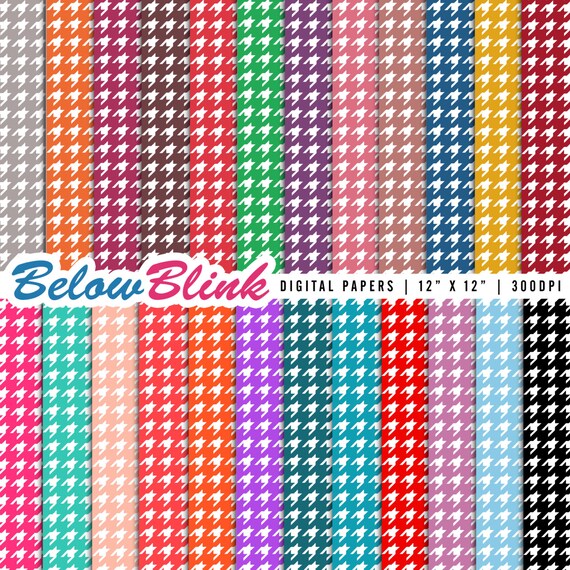 Houndstooth Digital Paper Pack, Scrapbook Papers, 24 jpg files 12 x 12 - Instant Download - DP267 Il_570xn