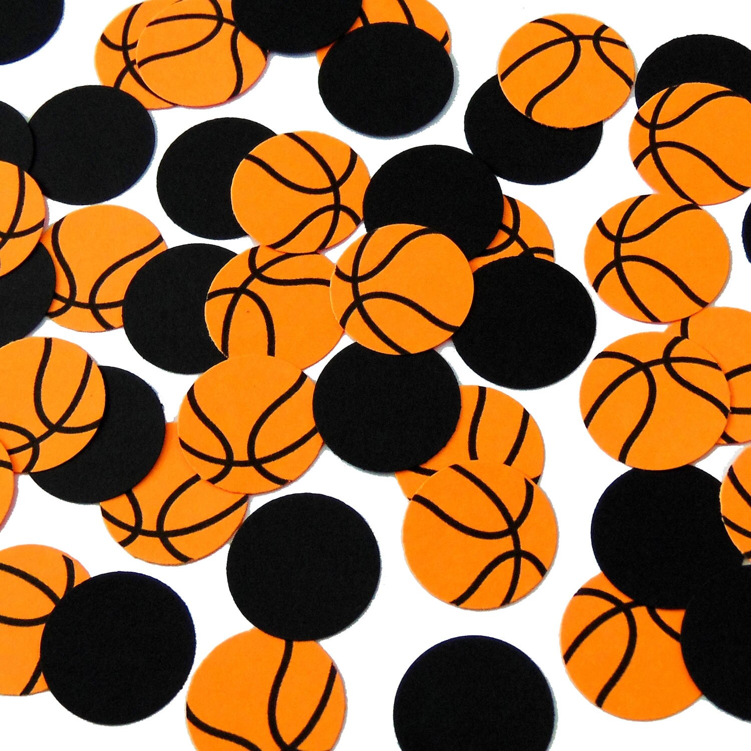 50 Basketball Confetti Sports Party Decorations Birthday Decor Bright Orange and Black No654