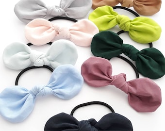 Top Knot Bow Hair Tie Bun Ponytail Holder Elastic Hair Girls Women Accessory choose color