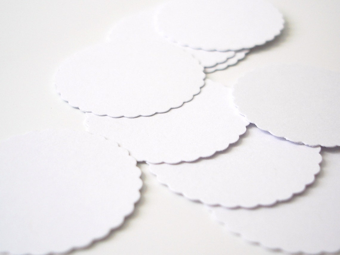 50 White Scalloped Circles Punch Die Cut Scrapbook Etsy
