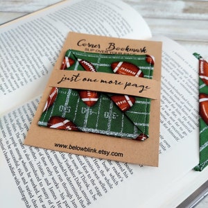Football Bookmark, Fabric Corner Bookmark, Teacher Gift, Book Club Gift, Bookworm Reader, Stocking Stuffer, Bookmark for Him, Page Saver image 4