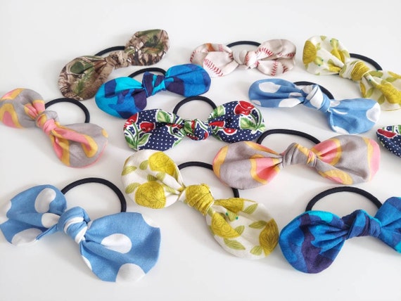 Top Knot Hair Bow Ties, Ponytail Holder, Elastic Hair Bands, Hair Accessories, Top Knot Bows Il_570xn