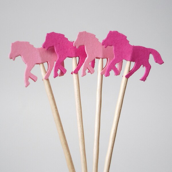 Mixed Pink Horse Party Picks, Cupcake Toppers, Food Picks, Toothpicks, Drink Picks - No1028