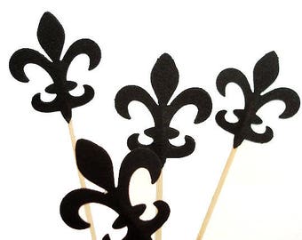 Fleur De Lis Cupcake Toppers 24CT, Fleur De Lis Party Decoration, Royal Cupcake Picks, Party Supply, Wedding Cake Decoration  - No158