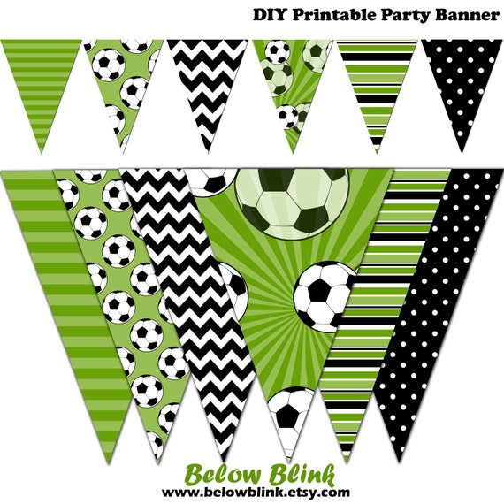 Soccer Banner, Baby Shower Printable Banner, Soccer Party Pennant ...