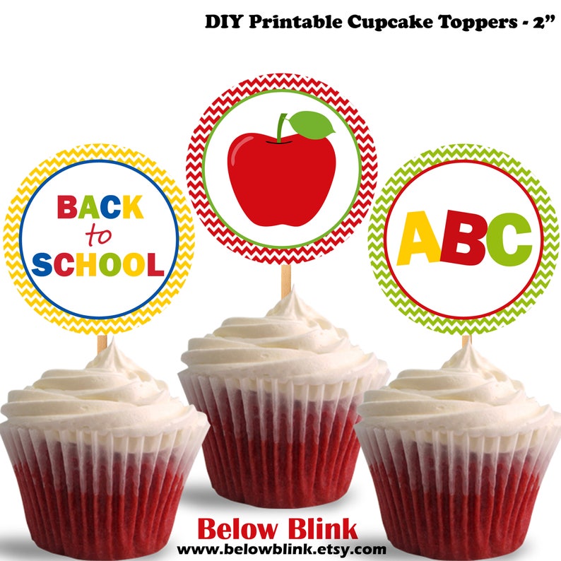 Back to School Cupcake Toppers Printable Cupcake Toppers - Etsy
