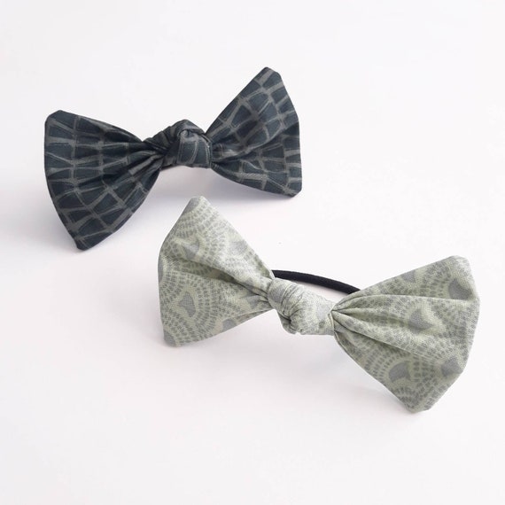 Green Top Knot Bow Hair Tie, Retro Hair Bow, Ponytail Holder, Knotted Hair Ties, Hair Accessories, Set of 2 Il_570xn