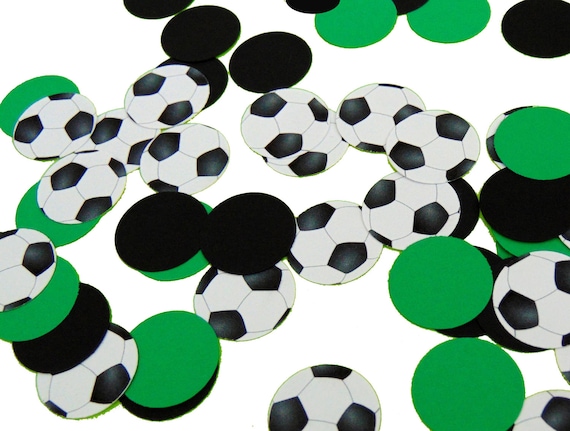 Can be turned into cupcake derorations. 24 Soccer ⚽️ themed table scatters