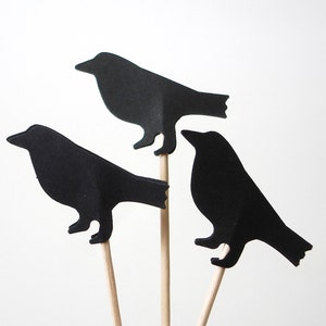 24 Black Crow Bird Cupcake Toppers Food Picks Decorative Party Toothpicks No159 image 5