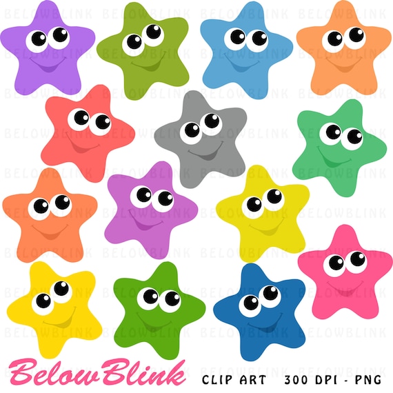 Happy Stars Clipart Clip Art Digital Scrapbooking Commercial Use - printable clipart - Instant Download - DP364 Il_570xn
