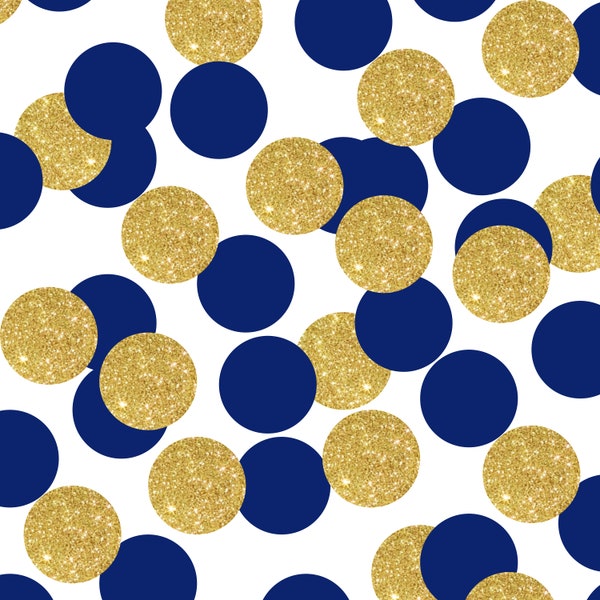 50 Navy Blue and Gold Glitter Confetti Circles 1", Bridal Shower Party Decorations, Baby Shower Decorations, Engagement Party Confetti No817