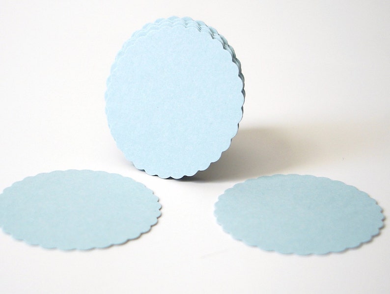 50 Light Blue Scalloped Circles Punch Die Cut Scrapbook Etsy