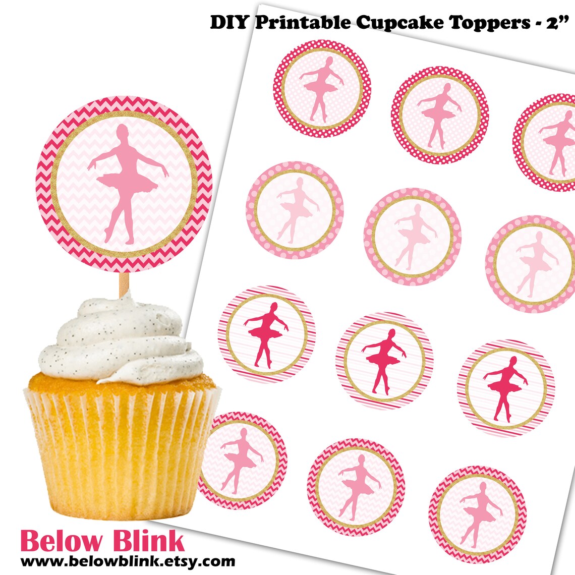 Ballerina Cupcake Toppers Printable Birthday Cupcake Toppers - Etsy