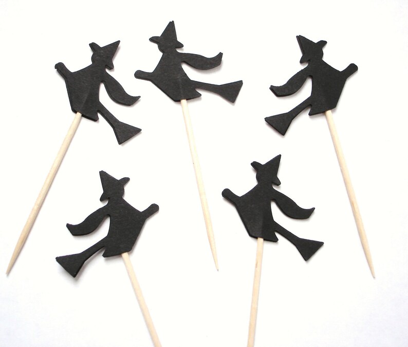 24 Witch Cupcake Toppers Halloween Party Decorations No240 Etsy