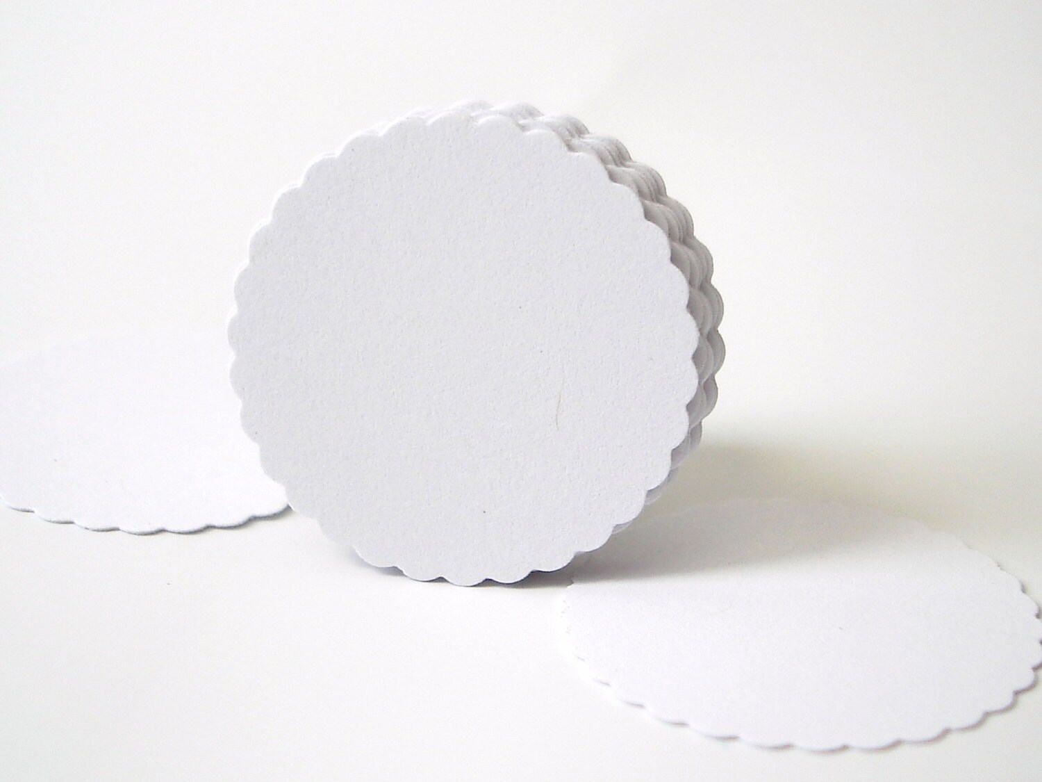 50 White Scalloped Circles Punch Die Cut Scrapbook Etsy