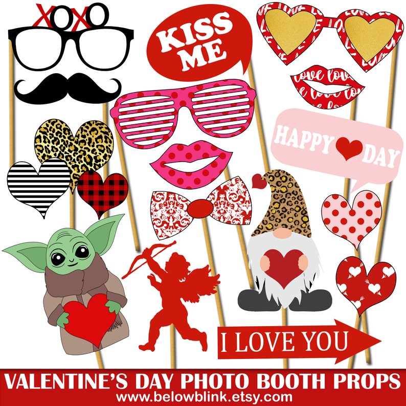 Valentine's Day Photo Props Printable Photo Booth Props | Etsy