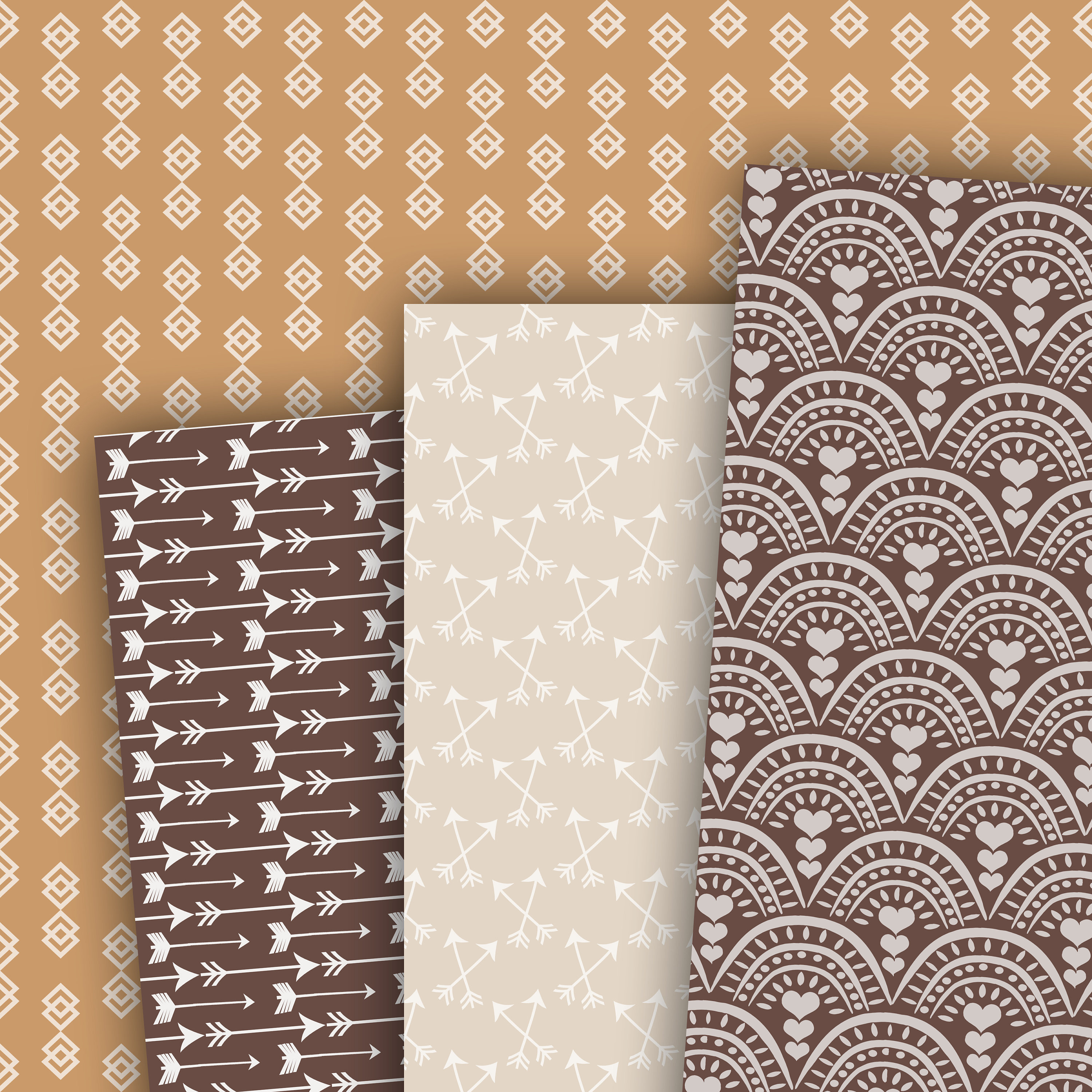 Boho Digital Paper, Seamless Backgrounds, Bohemian Scrapbook Paper ...