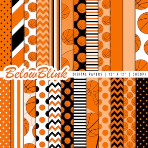 Pallacanestro Digitale Carta / Basket Scrapbook Papers / Decorazioni per feste di compleanno Baby Shower - Download istantaneo - DP438