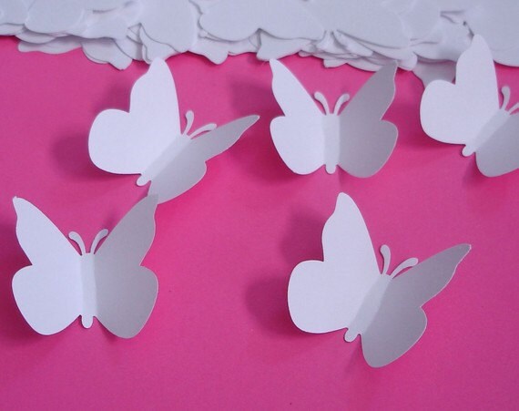 100 White Butterfly Confetti, Butterfly Wall Art, Paper Crafts and Party Supplies - LB000 Il_570xn