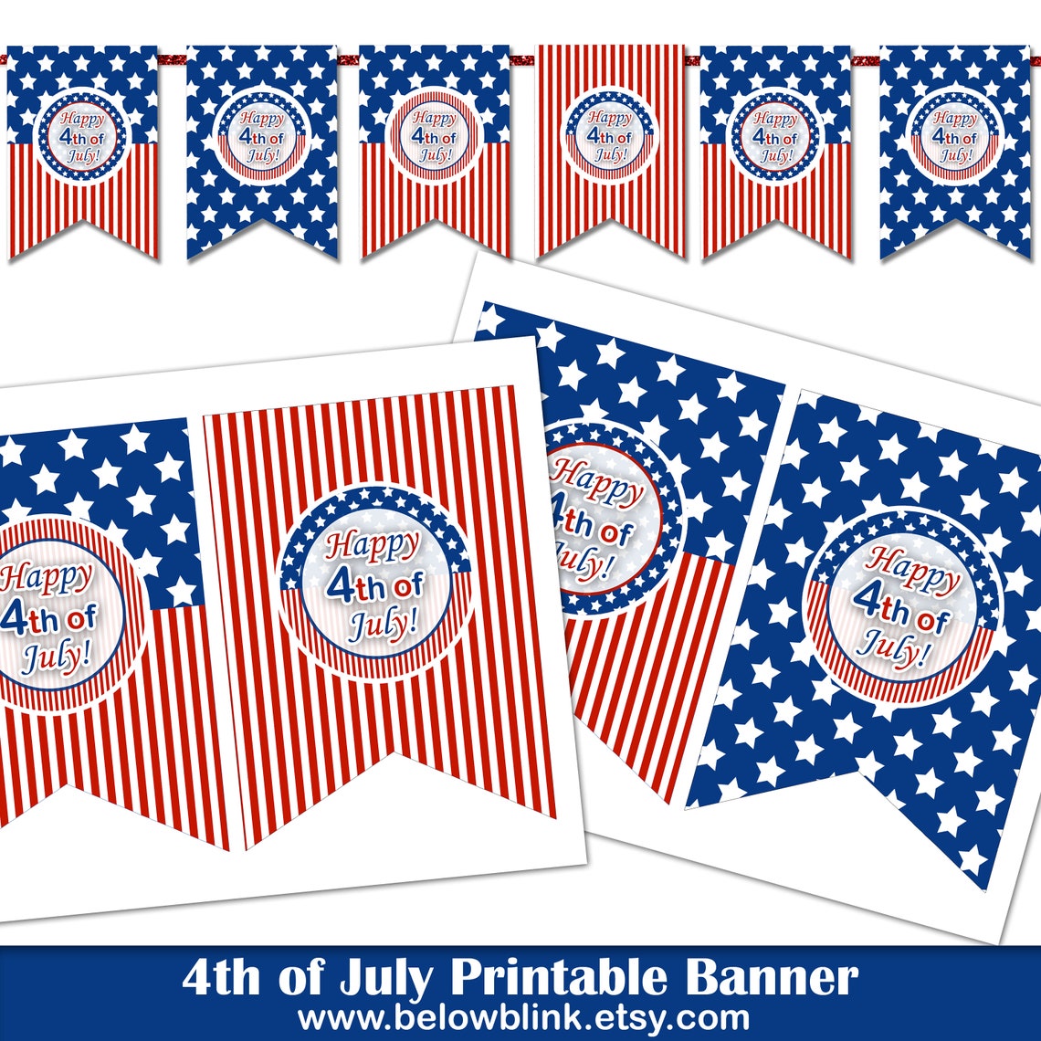 4th of July Printable Banner Independence Day Banner Fourth - Etsy