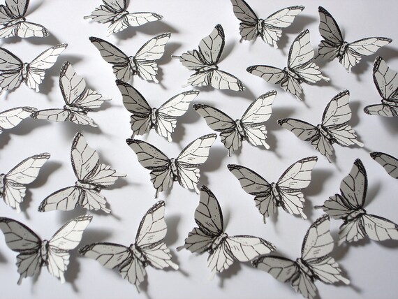 25 Pale Gray Elegant Butterfly Confetti, Butterfly Table Scatter, Scrapbook Embellishments - No1006 Il_570xn