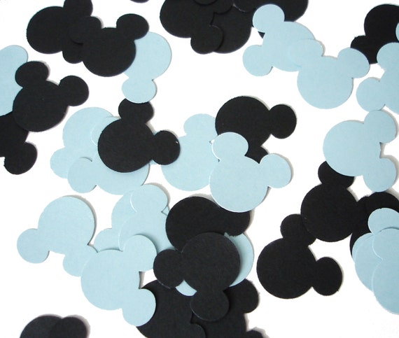 50 Baby Blue and Black Mickey Mouse Confetti, Birthday Party Decorations - No623 Il_570xn