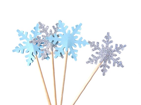 Snowflake Cupcake Toppers 12ct Winter Wonderland Party