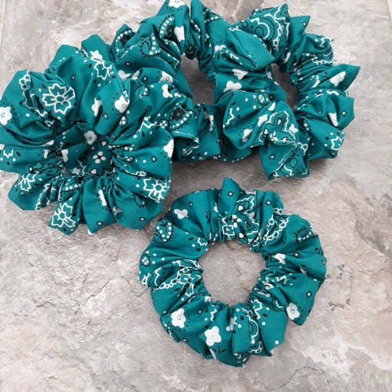 Paisley Turquoise Hair Scrunchie Ponytail Holder, Elastic Hair Bands Il_570xn
