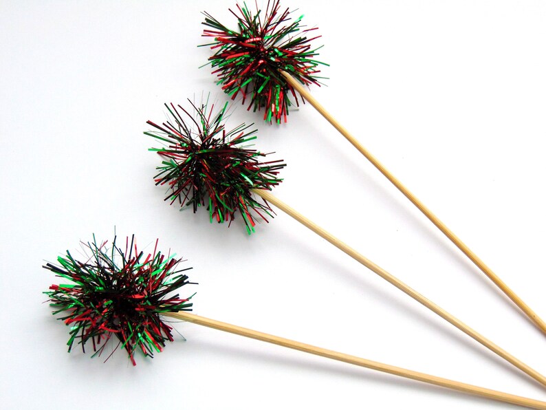 Sparkle Red and Green Tinsel Drink Stirrers 12CT Holiday Etsy