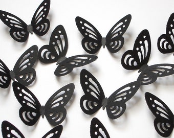 50 Black Butterfly Confetti, Wedding Table Scatter, Scrapbook Embellishment, Card Making - No370