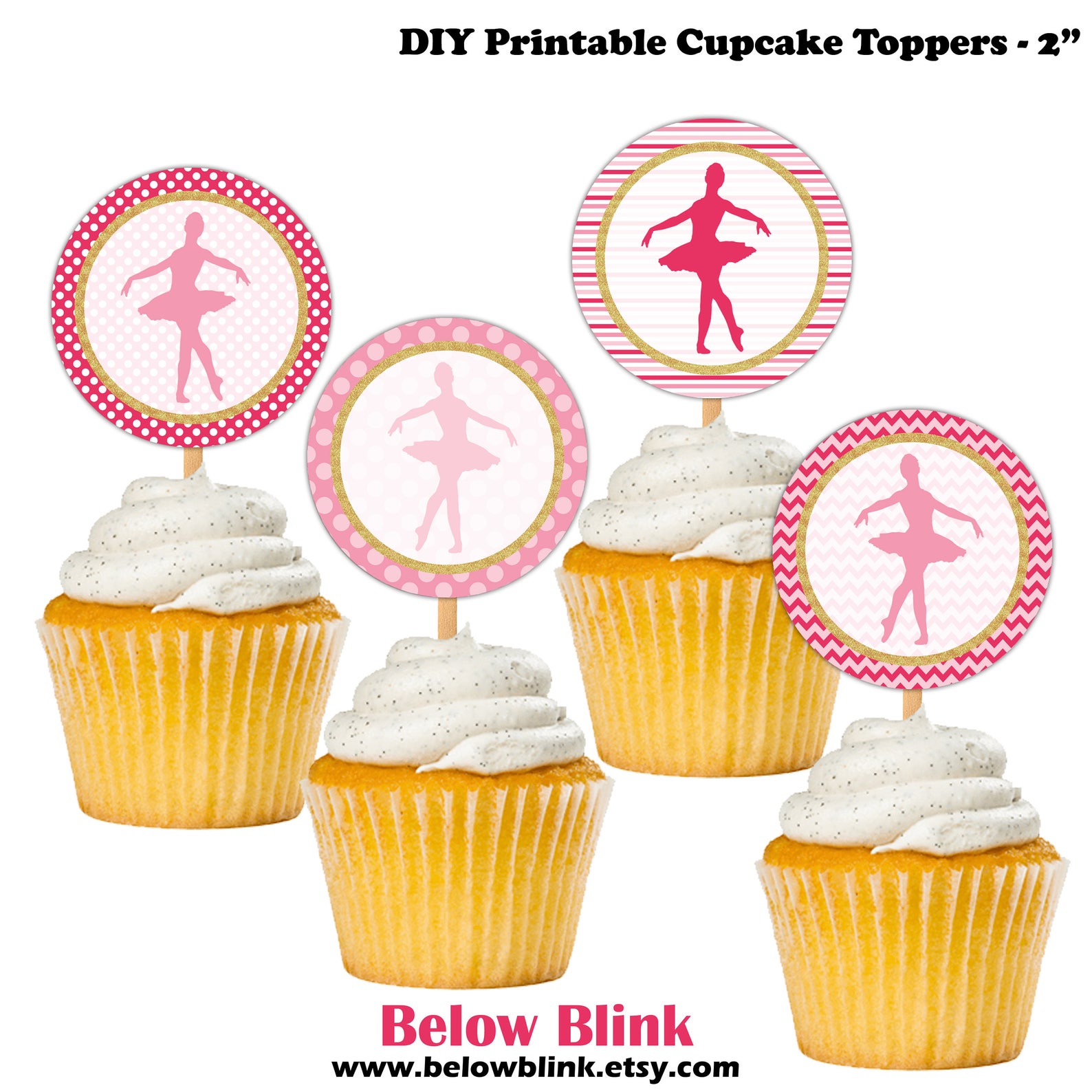 Ballerina Cupcake Toppers Printable Birthday Cupcake Toppers | Etsy