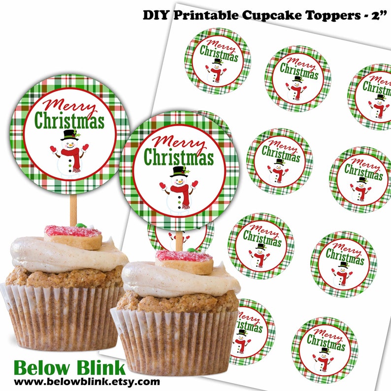Printable Christmas Cupcake Toppers Merry Christmas Cupcake Etsy Printable Christmas Cupcake Toppers Merry Christmas Cupcake Etsy