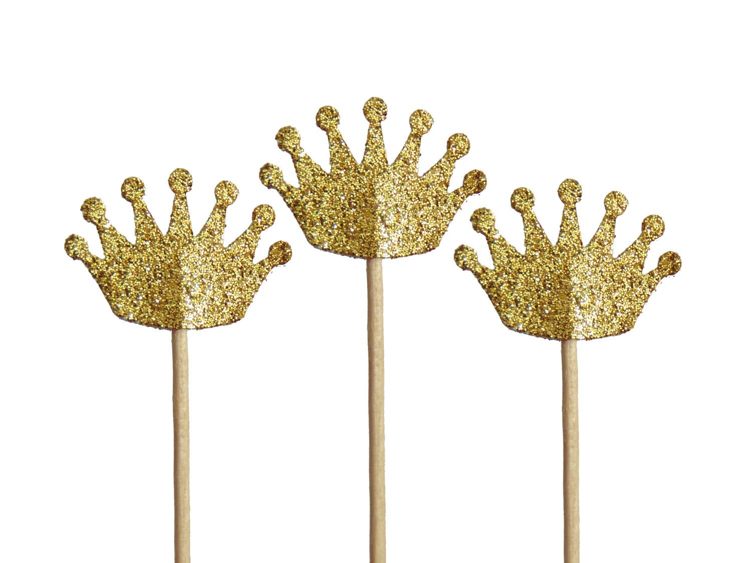 Glitter Gold Crown Cupcake Toppers Baby Shower Party Etsy