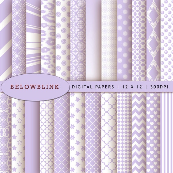 Lavender Digital Paper Pack, Scrapbook Papers, 24 jpg files 12 x 12 - Instant Download - DP243 Il_570xn