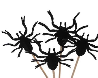 24pcs Tarantula Bug Cupcake Toppers - Insect Theme Birthday Party Decorations For Kids