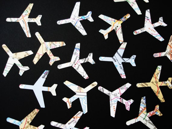 50 Medium Map Atlas Airplane Confetti Airplane Theme Party Decorations 1 5 Airplanes No556 By Belowblink Catch My Party