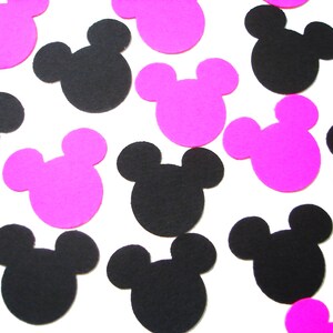 50 Hot Pink and Black Mickey Mouse confetti Mickey Mouse Party Decorations No515 image 2