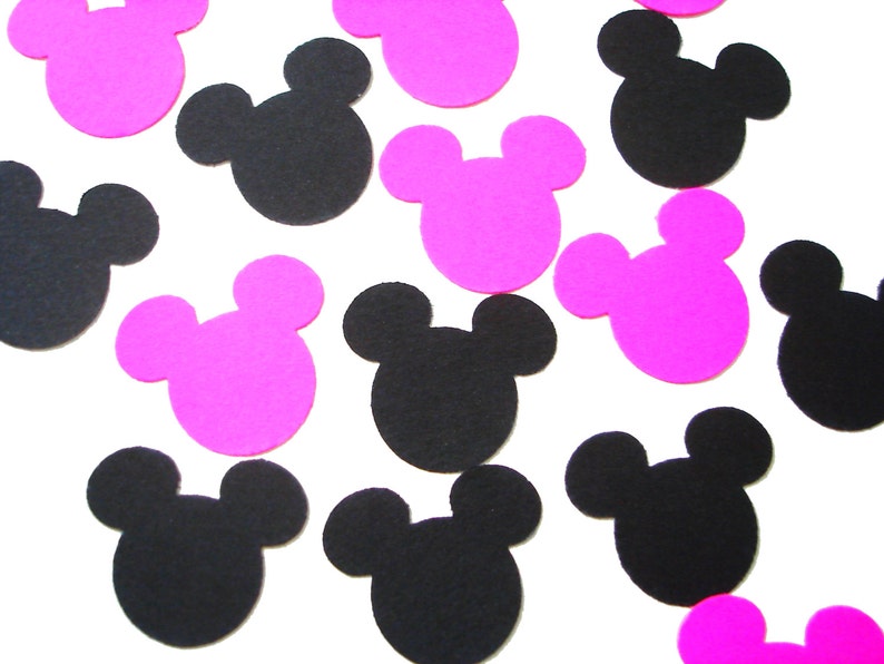 50 Hot Pink and Black Mickey Mouse confetti Mickey Mouse Party Decorations No515 image 2