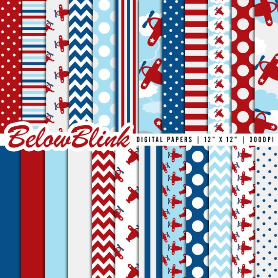 Airplane Digital Paper, Airplane Scrapbook Papers, Airplane Wallpaper, Airplane Baby Shower, Instant Download - DP428 Il_570xn
