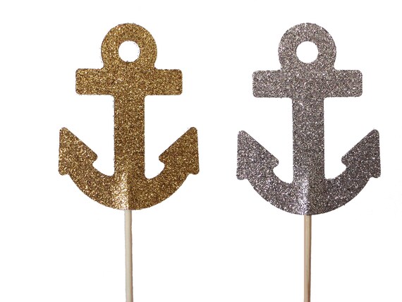 Anchor Cupcake Toppers 12CT, Nautical Baby Shower - No1123 Il_570xn