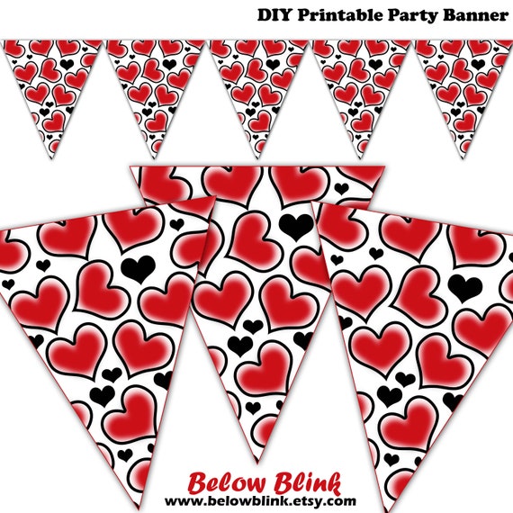 Valentine s Day Printable Banner Hearts Printable Banner Valentine s 