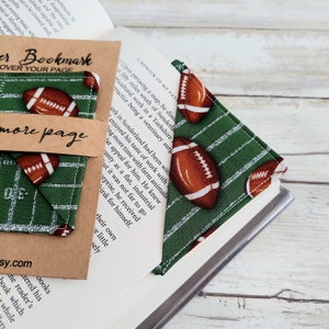 Football Bookmark, Fabric Corner Bookmark, Teacher Gift, Book Club Gift, Bookworm Reader, Stocking Stuffer, Bookmark for Him, Page Saver image 3