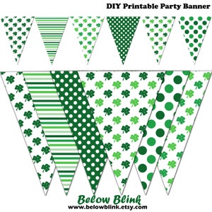 St. Patrick's Day-banderoll, utskrivbar klöverbanderoll, irländsk festvimpelbanderoll - direkt nedladdning - DP572