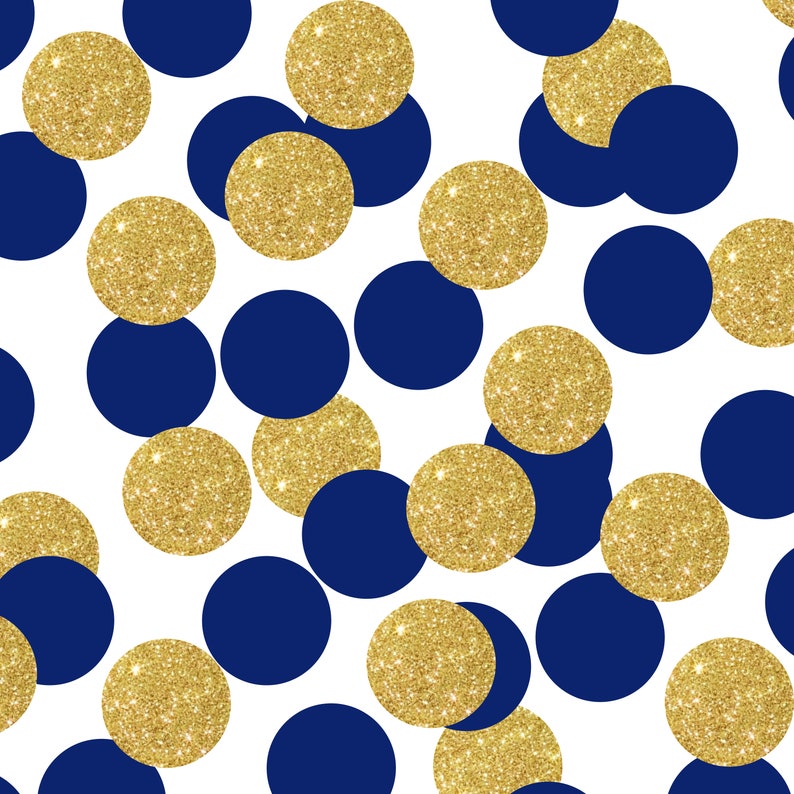 50 Navy Blue and Gold Glitter Confetti Circles 1, Bridal Shower Party Decorations, Baby Shower Decorations, Engagement Party Confetti No817 image 3