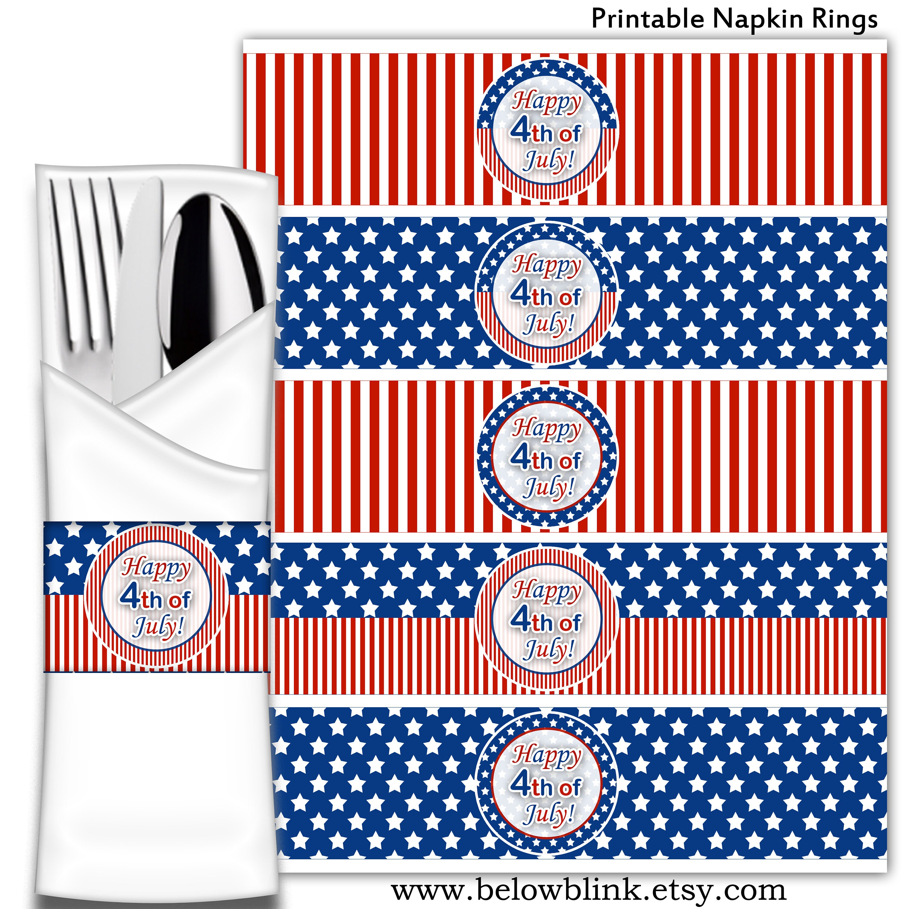 4th of July Napkin Rings July 4th Napkin Wraps Independence Etsy