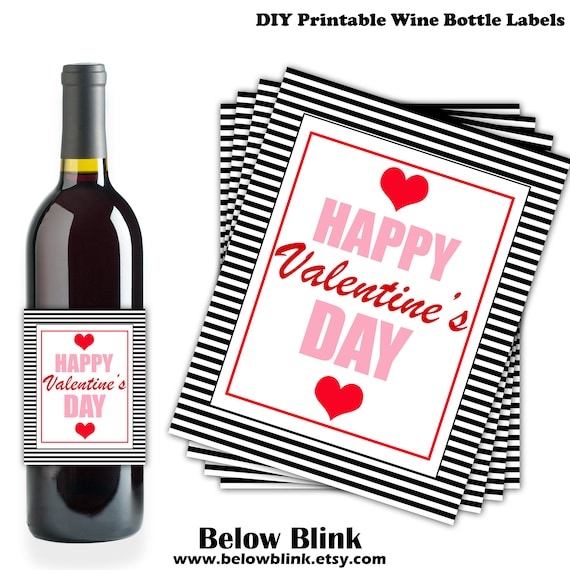 Happy Valentine's Day Wine Bottle Labels, Printable Wine Bottle Labels, Valentine's Party Decor, Gift Tags, Instant Download - DP715 Il_570xn