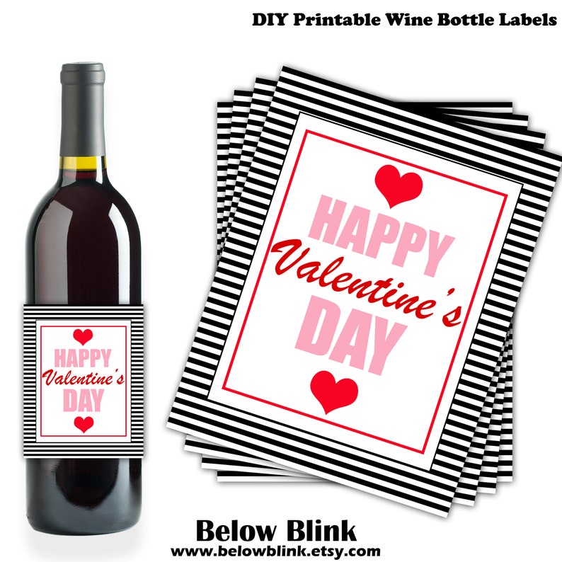 Happy Valentine's Day Wine Bottle Labels Printable Wine - Etsy