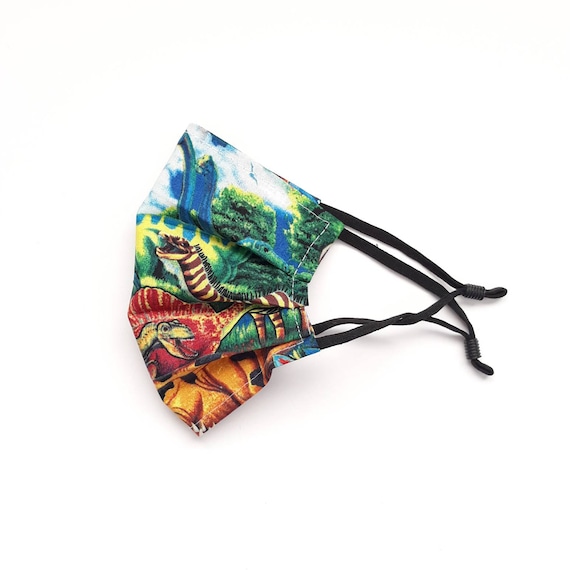 Kids Dinosaurs Face Mask with adjustable straps and filter pocket 100% cotton washable reusable protection cloth mask kids size Il_570xn