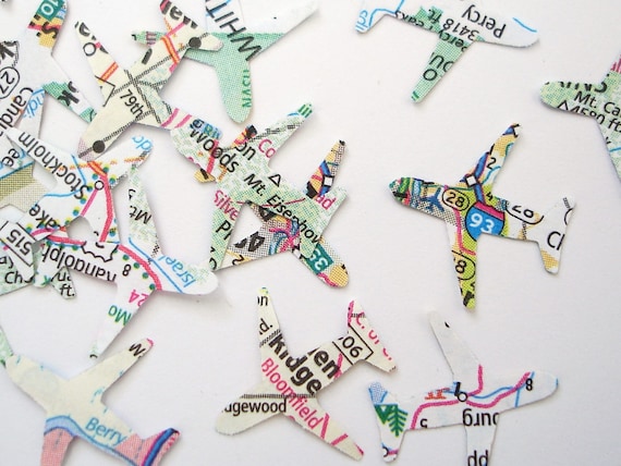 Atlas Mini Airplane Confetti 500CT, Bridal Shower Decoration, Wedding Party Supply, Travel Theme Party, Atlas Confetti, Map Party - No191 Il_570xn